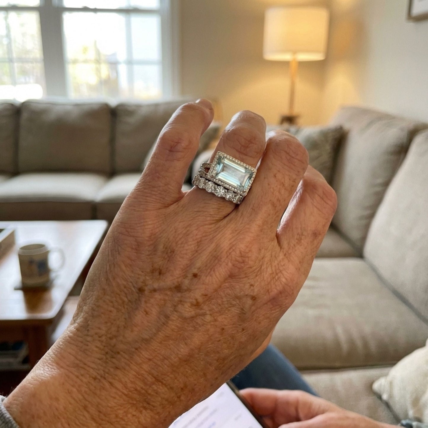 Vintage Silver Turquoise Glass Ring Set