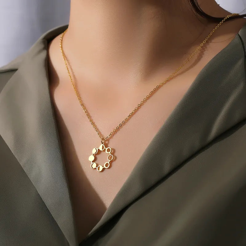 Moon Phase Galaxy Stainless Steel Necklace