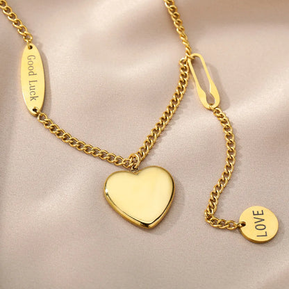 Multilayer Heart Pendant Necklace Choker