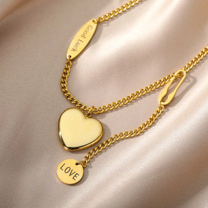 Multilayer Heart Pendant Necklace Choker