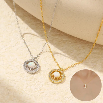 Silver Opal Sun and Moon Necklace