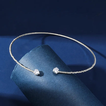 Silver Heart Collar Choker Necklace