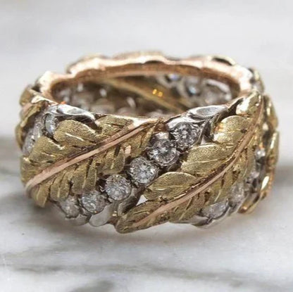 Vintage Gold & Diamond Leaf Ring