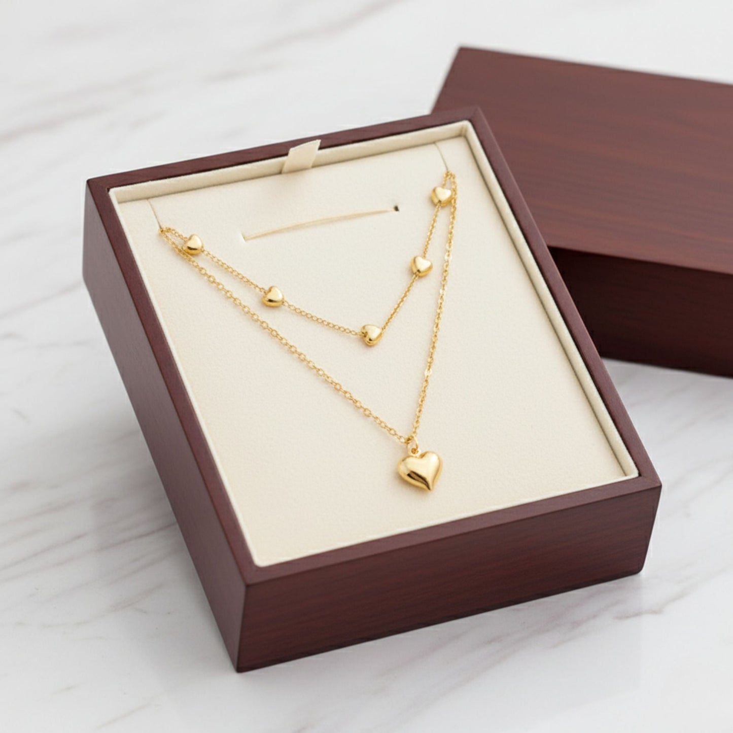 Vintage Double Heart Pendant Necklace