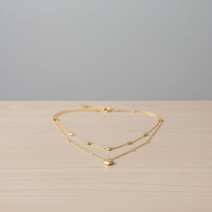 Vintage Double Heart Pendant Necklace