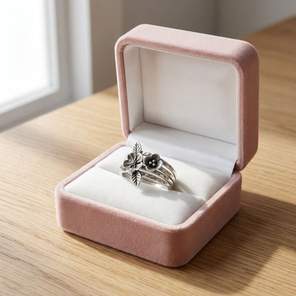 Vintage Flower Silver Layer Ring