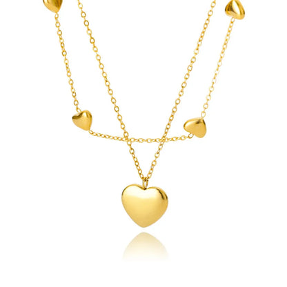 Multilayer Heart Pendant Necklace Choker
