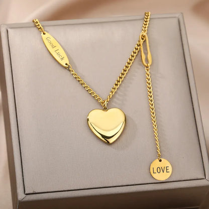 Multilayer Heart Pendant Necklace Choker