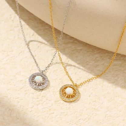 Silver Opal Sun and Moon Necklace