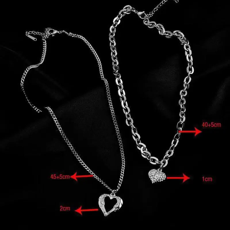 Titanium Steel Angel Wings Heart Necklace