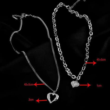 Titanium Steel Angel Wings Heart Necklace