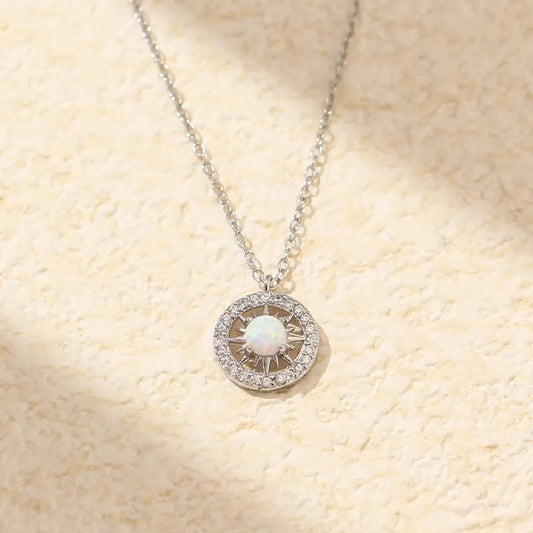 Silver Opal Sun and Moon Necklace