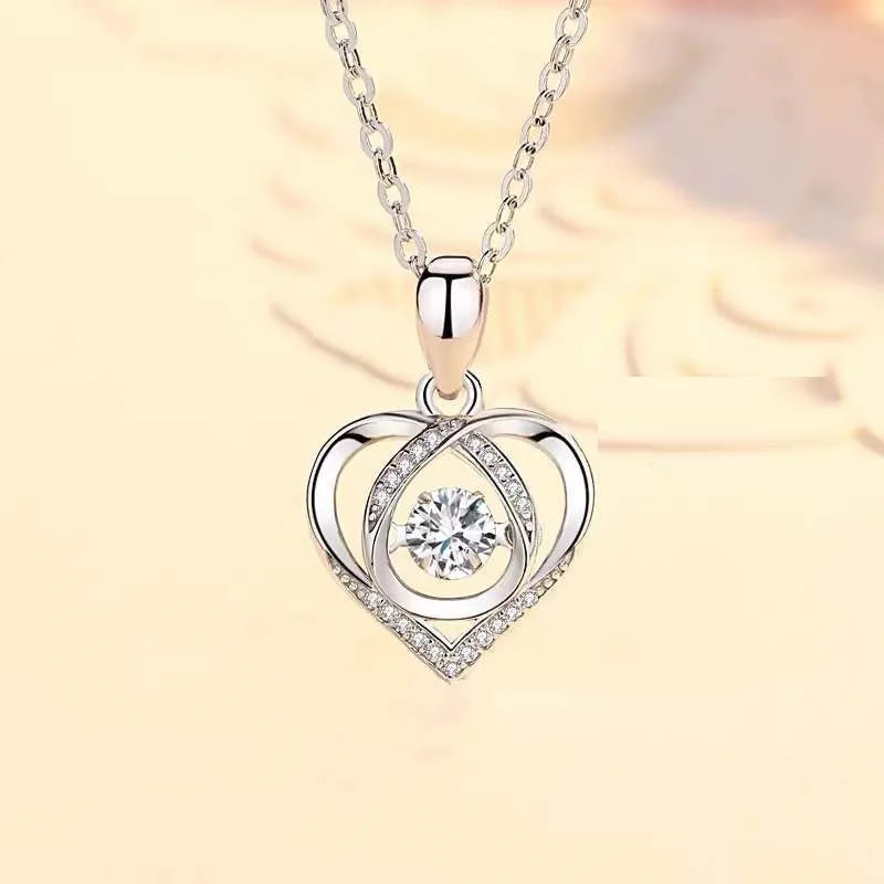 Luxury Heart Necklace with Rhinestones