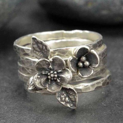 Vintage Flower Silver Layer Ring-Lydieannejewelry