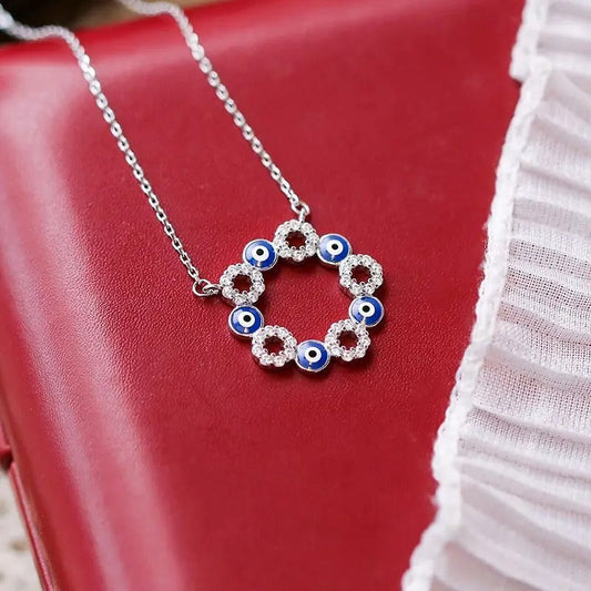 Vintage Silver Blue & White Crystal Necklace-Lydieannejewelry