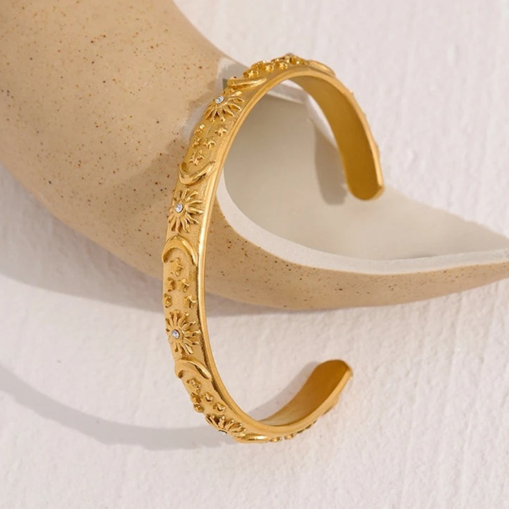 Vintage Moon Star Sun Bangle Bracelet-Lydieannejewelry