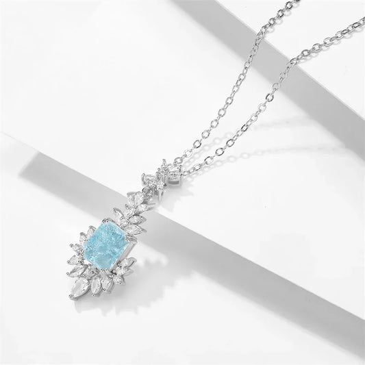 Vintage Silver Blue Gemstone Necklace-Lydieannejewelry